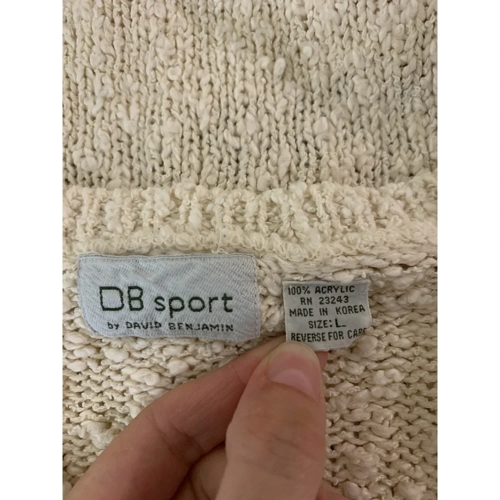 DB‎ Sport David Benjamin Cream Floral Applique Chenille Cottagecore Sweater L